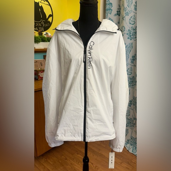 Calvin Klein Jackets & Blazers - Calvin Klein White Hooded Windbreaker